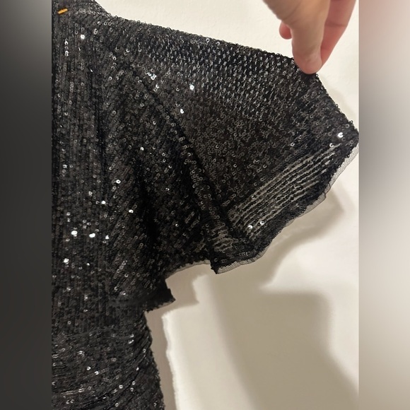 CALVIN KLEIN Sequined Bell Sleeve Crew Neck Above The Knee Party Sheath Dress 12 - Picture 15 of 17